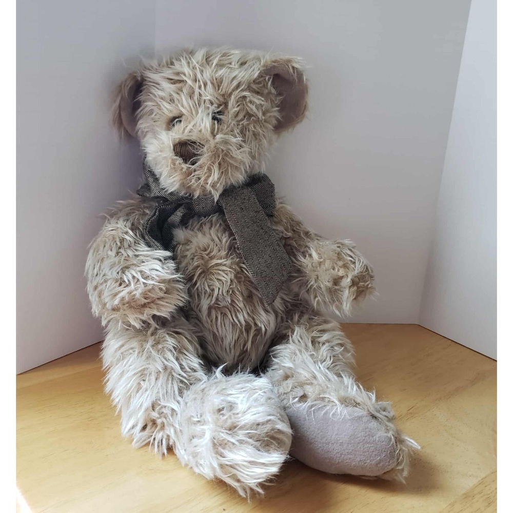 Bearington Big Bear GREYSON 18" Fully‎ Jointed Teddy Bear Brown Bow Retired
